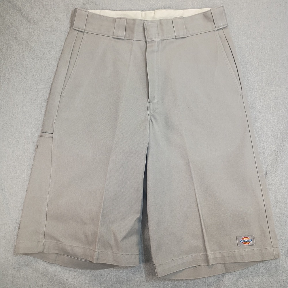 Dickies Knee Length Work Shorts Mens 30 Silver Grey Loose Skater Baggy 13 Inseam